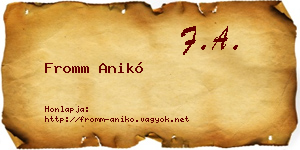 Fromm Anikó névjegykártya